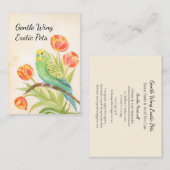 Parakeet with Tulips Exotic Pets Visitenkarte (Vorne/Hinten)