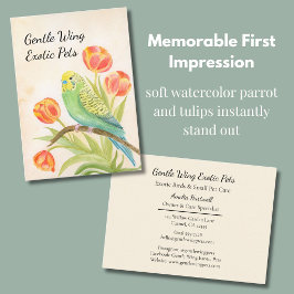 Parakeet with Tulips Exotic Pets Visitenkarte