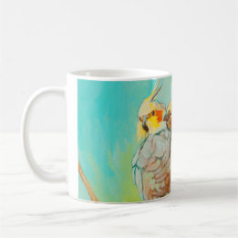 Parakeets im Liebe-hellblauen Wickelrock Kaffeetasse