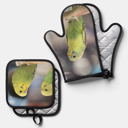 Parakeets Ofenhandschuh & Topflappen-Set (Vorderseite/Rückseite)