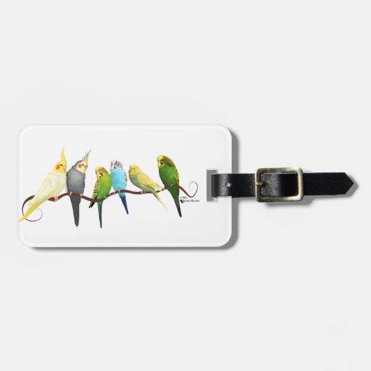 Parakeets u. Cockatiels! Gepäckanhänger (Vorderseite horizontal)