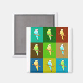 Parakeets und erdgrüne Tone Tiles Magnet (Vorderseite/Rückseite)