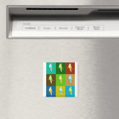 Parakeets und erdgrüne Tone Tiles Magnet (In Situ (Geschirrspüler))
