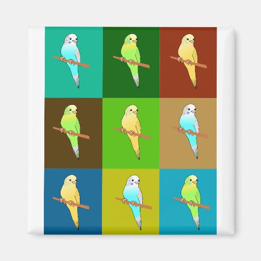 Parakeets und erdgrüne Tone Tiles Magnet (Vorne)