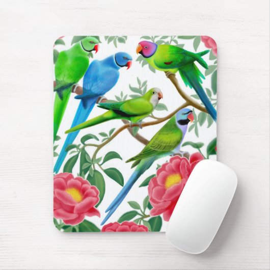 Parakeets und Pfingstrosen Mousepad (Mit Mouse)