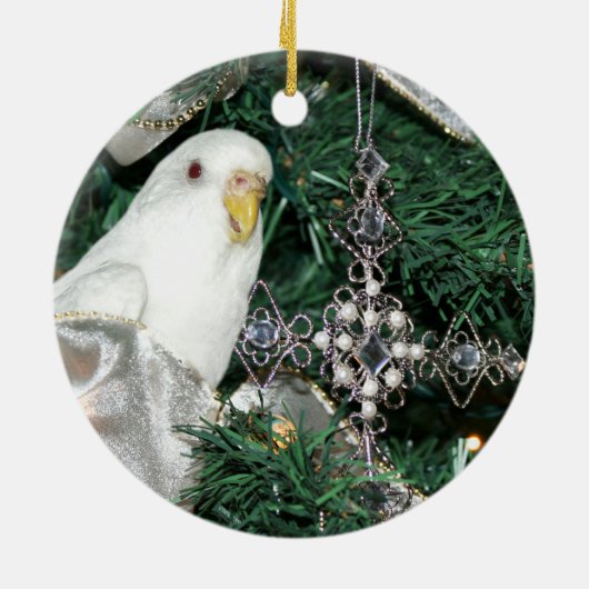 Paraket in einem Weihnachtsbaum Keramikornament (Hinten)