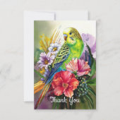 Paraket und Blume Dankeskarte (Vorderseite)