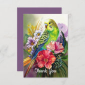 Paraket und Blume Dankeskarte (Vorne/Hinten)