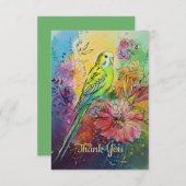 Paraket und Blume Dankeskarte (Vorne/Hinten)
