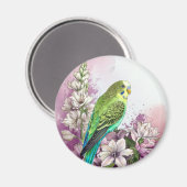 Paraket und Blume Magnet (Vorderseite/Rückseite)