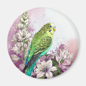 Paraket und Blume Magnet (Vorne)