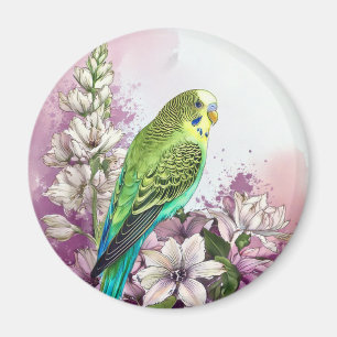 Paraket und Blume Magnet