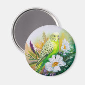 Paraket und Blume Magnet (Vorderseite/Rückseite)