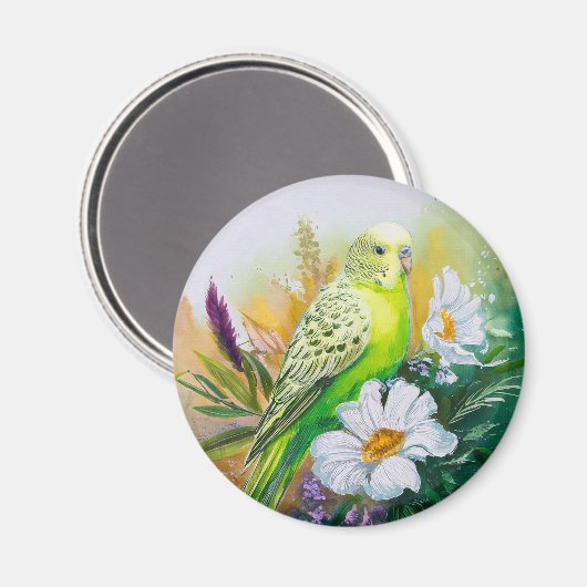 Paraket und Blume Magnet (Vorderseite/Rückseite)