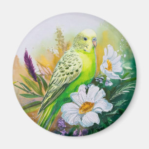 Paraket und Blume Magnet