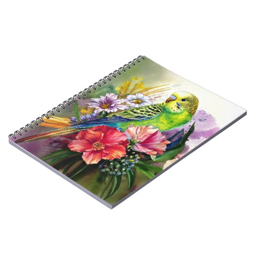 Paraket und Blume-Notebook Notizblock (Linke Seite)