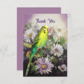 Paraket und Blume Vielen Dank. Dankeskarte (Vorne/Hinten)