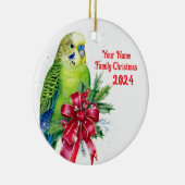 Paraket und Weihnachtsbow Keramik Ornament (Rechts)