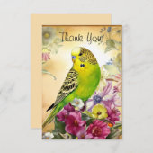 Paraket und Wildblumen Dankeskarte (Vorne/Hinten)