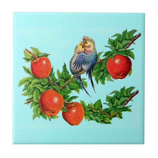 Parakete in Liebe Fliese (Vorderseite)