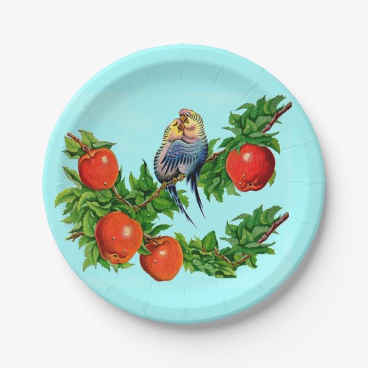 Parakete in Liebe Pappteller (Vorderseite)