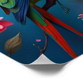 Parakets in schönen Farben und Blume Poster (Ecke)
