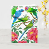 Parakets und Peonies Card Karte (Gelbe Blume)