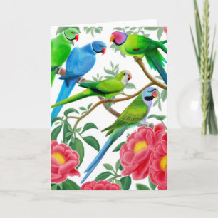 Parakets und Peonies Card Karte