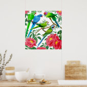 Parakets und Peonies Poster (Küche)