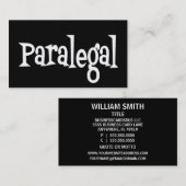 Paralegal Black and White Business Card Visitenkarte (Vorne/Hinten)