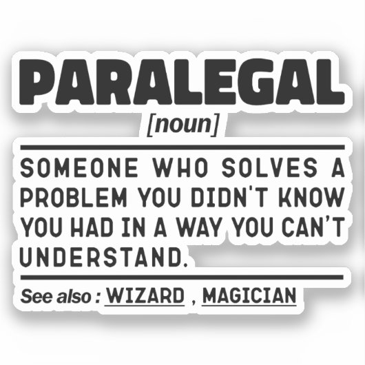 Paralegal Noun Definition Rechtsassistent Spaß Aufkleber (Vorderseite)