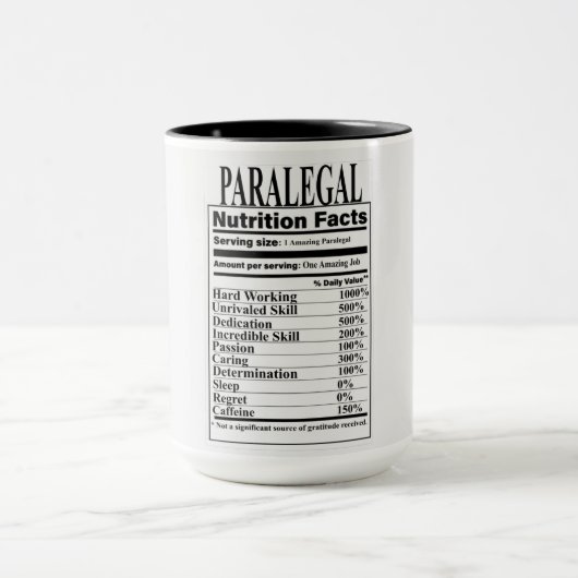 Paralegal Nutrition Fakten Tasse (Zentrum)