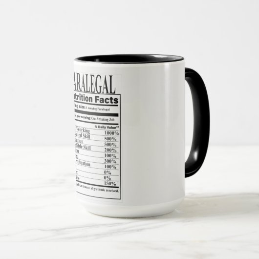 Paralegal Nutrition Fakten Tasse (VorderseiteRechts)