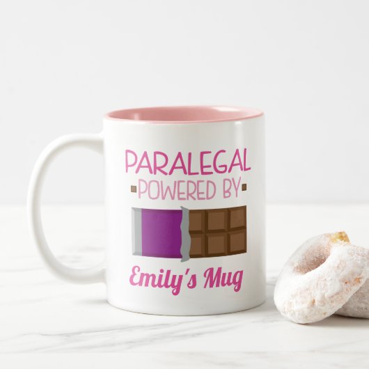 Paralegal Personalisiertes Geschenk Zweifarbige Tasse (Mit Donut)