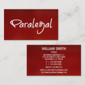 Paralegal Red Business Card Visitenkarte (Vorne/Hinten)