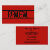 Paralegal Red Business Card Visitenkarte (Vorne/Hinten)