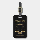 Paralegal - Schwarze und goldene Gepäckmarke Gepäckanhänger (Vorderseite vertikal)