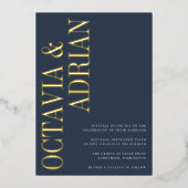 parallel | Moderne Hochzeit von Navy & Gold Folieneinladung (Vorderseite)