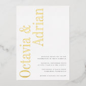 parallel | Moderne Schwarz-Gold-Typografie Folieneinladung (Vorderseite)