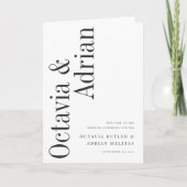 parallel | Moderne Schwarz-Weiß-Hochzeit Programm (Vorderseite)