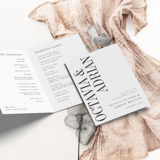 parallel | Moderne Schwarz-Weiß-Hochzeit Programm