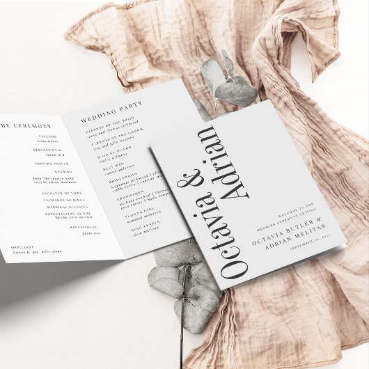 parallel | Moderne Schwarz-Weiß-Hochzeit Programm