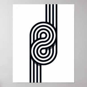 Parallele Linien Kunst-Druck - Schwarzweiss-Linie Poster