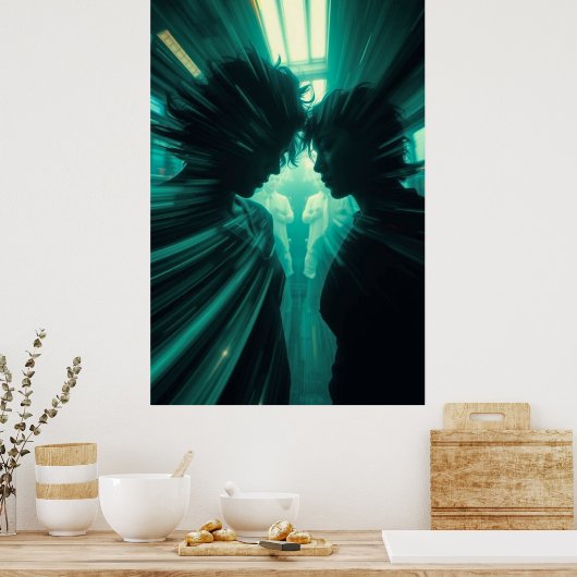 Parallelpuls - Neon SciFi Art Print Poster (Küche)