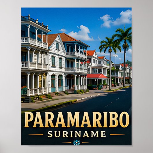 Paramaribo Koloniale Uferpromenade und tropisches Poster (Vorne)