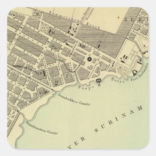 Paramaribo Surinam Quadratischer Aufkleber (Vorderseite)