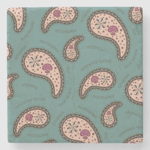 Paramecia Paisley Biology Science Aquamarin Steinuntersetzer