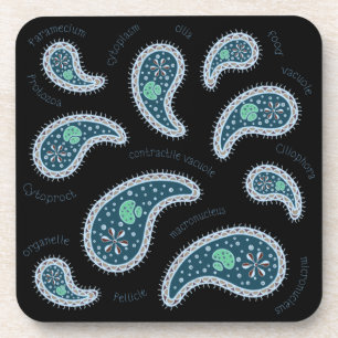 Paramecia Paisley Protozoan Biology Science Black Getränkeuntersetzer
