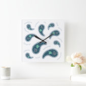 Paramecia Paisley Protozoan Biology Science Light Quadratische Wanduhr (Zuhause)