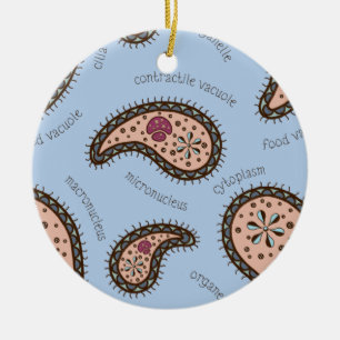 Paramecien Paisley Biologie Wissenschaft Blau Keramik Ornament
